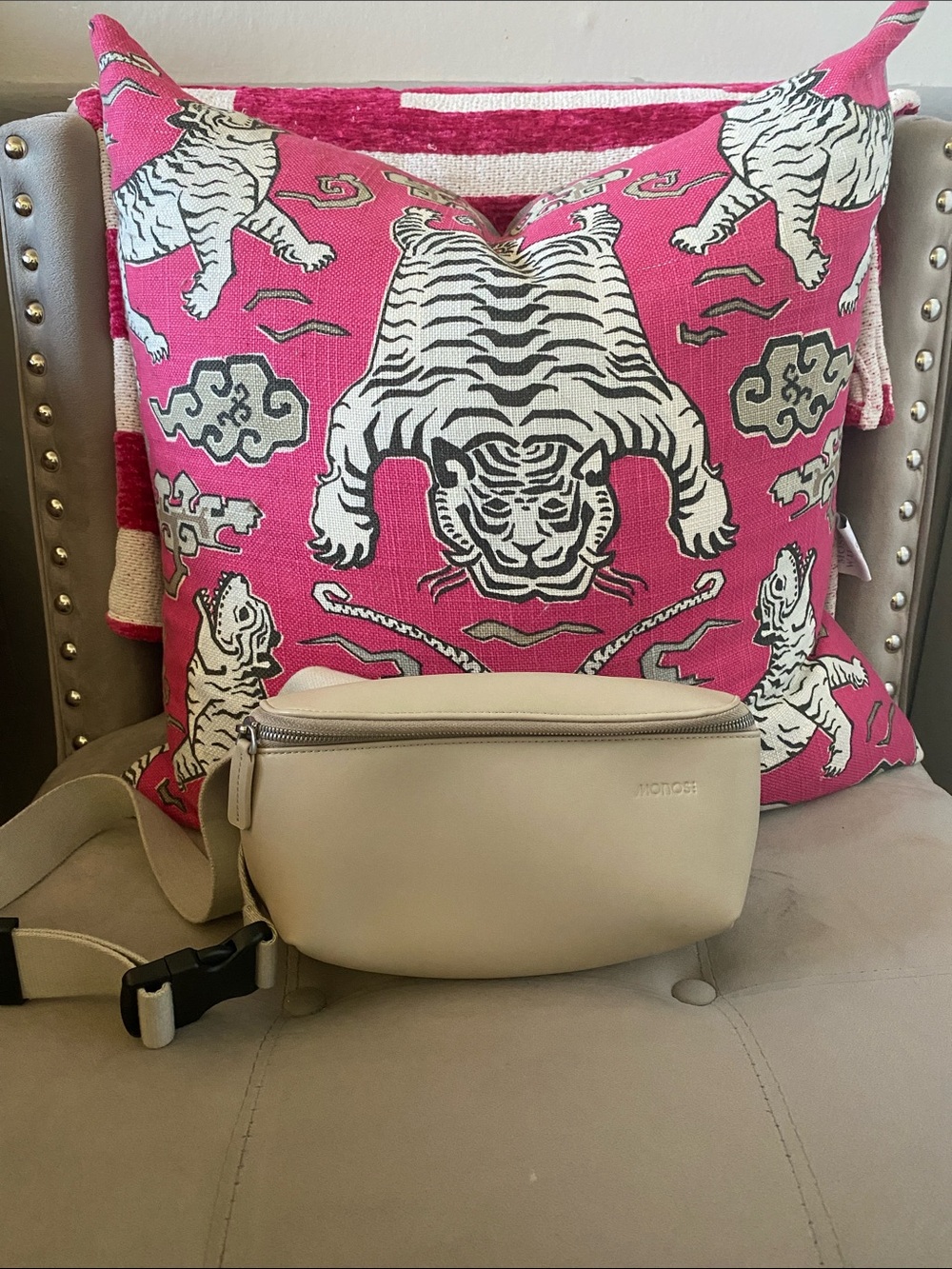 Monose Gavriel Cream Leather Crossbody Belt Bag